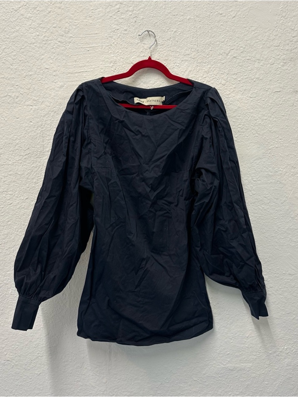 Navy Blue Puff-Sleeve Women’s Top